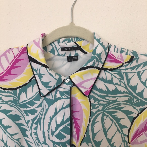 Theory long sleeve leafy pattern dress - Picture 4 of 8